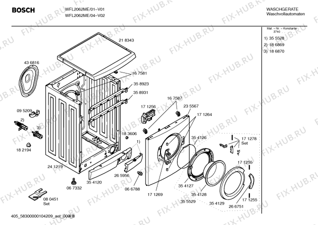 Взрыв-схема стиральной машины Bosch WFL2062ME Bosch Maxx WFL2062 - Схема узла 02