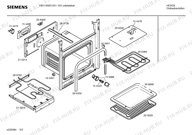 Взрыв-схема плиты (духовки) Siemens HB11350EU - Схема узла 02