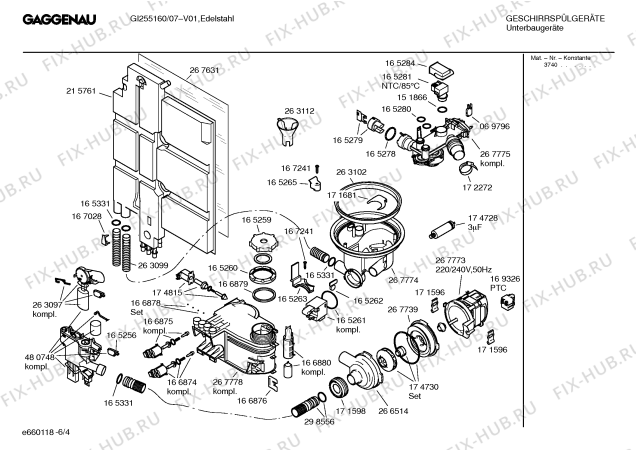 Схема №4 GI246160 с изображением Инструкция по эксплуатации Gaggenau для электропосудомоечной машины Bosch 00529061