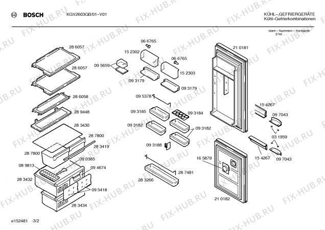Взрыв-схема холодильника Bosch KGV2603GB - Схема узла 02
