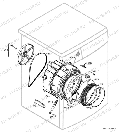 Взрыв-схема стиральной машины Aeg L60270MFL - Схема узла Functional parts 267
