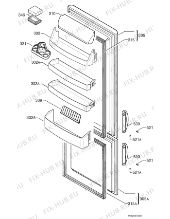 Взрыв-схема холодильника Electrolux ER8032B - Схема узла Door 003