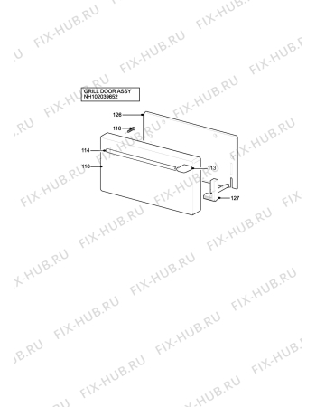 Взрыв-схема плиты (духовки) Tricity Bendix SB200/2 (TIARA) - Схема узла H10 Grill door assy