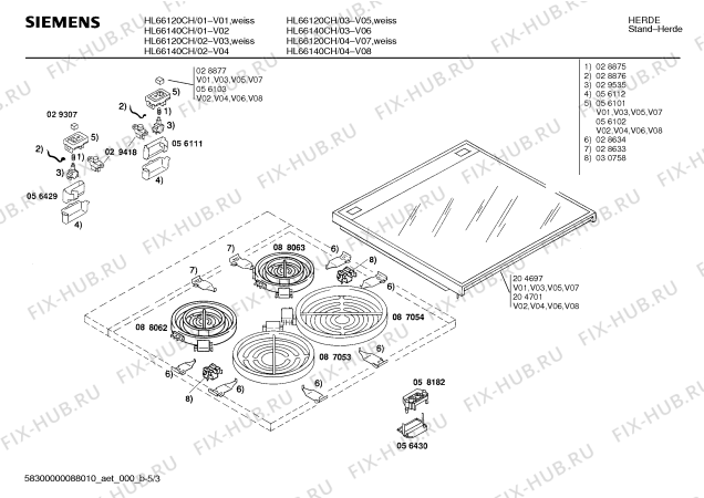 Схема №3 HL66120NN с изображением Индикатор для плиты (духовки) Siemens 00030019