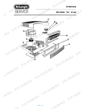 Схема №1 HT02S с изображением Фиксатор для электрообогревателя DELONGHI 537020