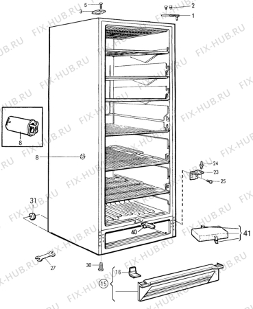 Взрыв-схема холодильника Elektro Helios FL251-3FF - Схема узла C10 Cabinet