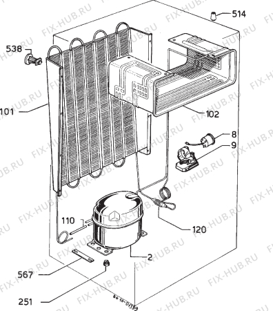 Взрыв-схема холодильника Zanussi ZF170C - Схема узла Refrigerator cooling system