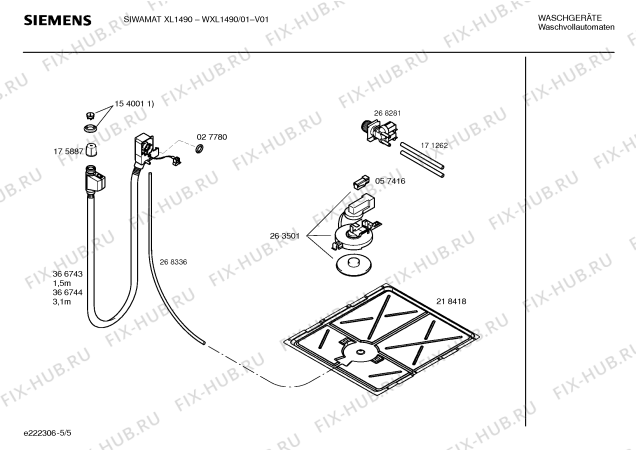 Взрыв-схема стиральной машины Siemens WXL1490 SIWAMAT XL 1490 - Схема узла 05
