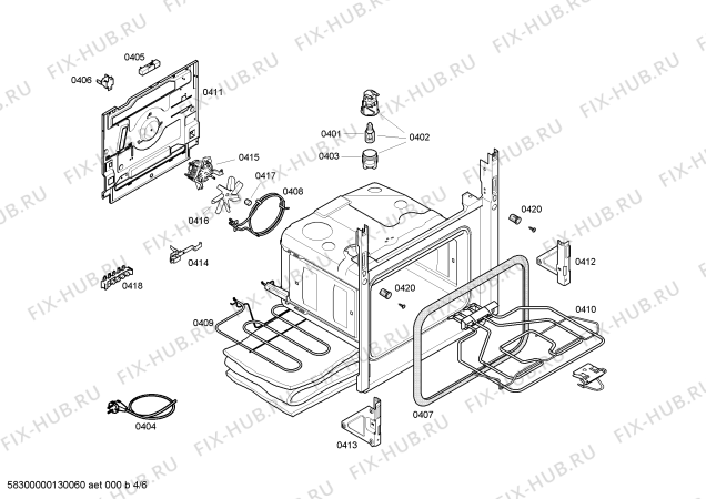 Взрыв-схема плиты (духовки) Bosch HSV745051E - Схема узла 04