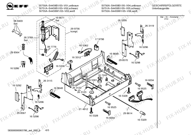 Взрыв-схема посудомоечной машины Neff S4459B1 - Схема узла 05