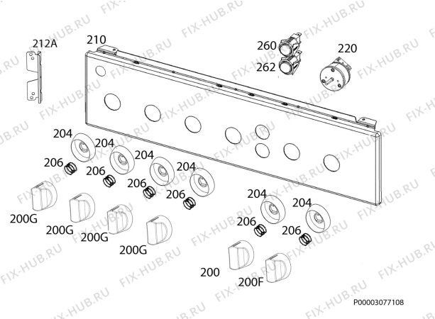 Взрыв-схема плиты (духовки) Zanussi ZCG61201WA - Схема узла Command panel 037