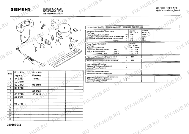 Взрыв-схема холодильника Siemens GS3550 - Схема узла 02