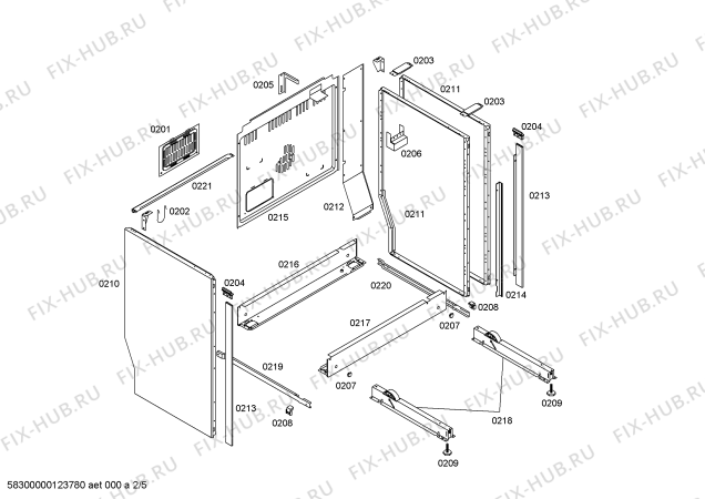 Взрыв-схема плиты (духовки) Bosch HSL722KSS - Схема узла 02