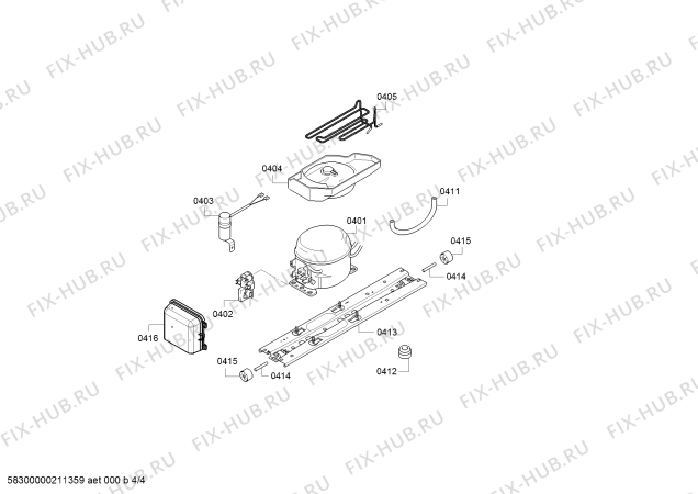 Взрыв-схема холодильника Bosch KGN56HI20R Bosch - Схема узла 04