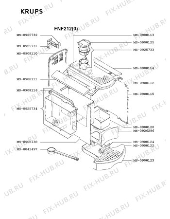Схема №6 FNF211(0) с изображением Часть корпуса для электрокофеварки Krups MS-0926297