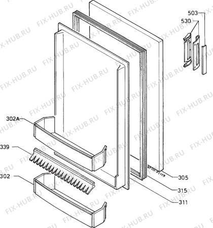 Взрыв-схема холодильника Electrolux RF494F - Схема узла Door 003