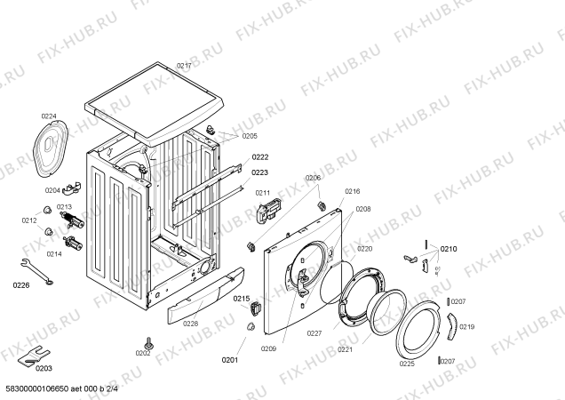 Схема №2 WFO2442BY Maxx WFO 2442 с изображением Вкладыш в панель для стиральной машины Bosch 00495368