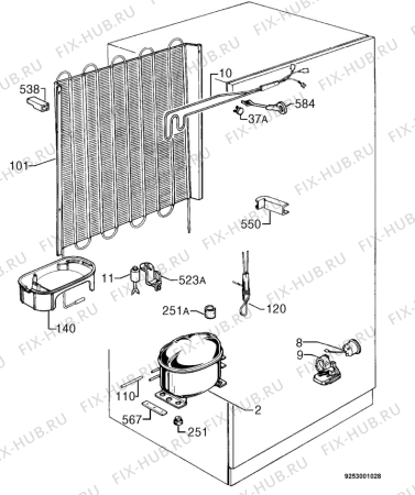 Взрыв-схема холодильника Zoppas PCN18/8SQ - Схема узла Cooling system 017