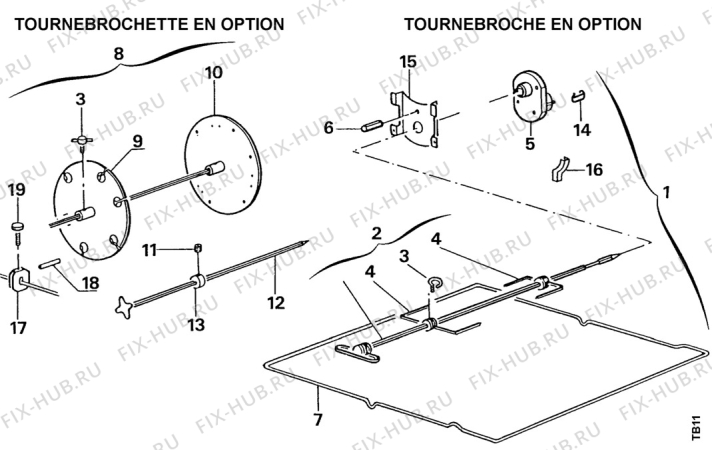 Взрыв-схема плиты (духовки) Arthur Martin CG5510W1 - Схема узла Turnspit