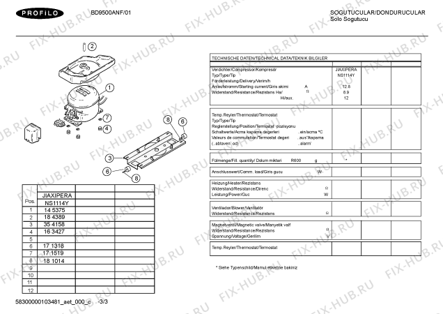 Взрыв-схема холодильника Profilo BD9500ANF - Схема узла 03