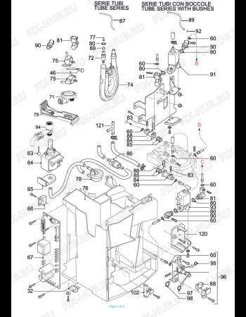 Взрыв-схема кофеварки (кофемашины) DELONGHI MAGNIFICA AUTOMATIC CAPPUCCINO ESAM3550.B - Схема узла 4