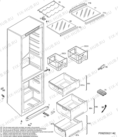 Взрыв-схема холодильника Electrolux ERB3445 - Схема узла Housing 001