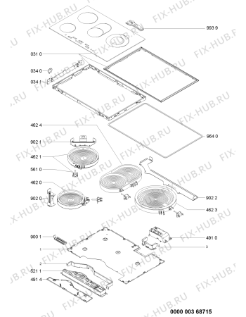 Схема №1 AKT 892/IX с изображением Поверхность для электропечи Whirlpool 481244030018