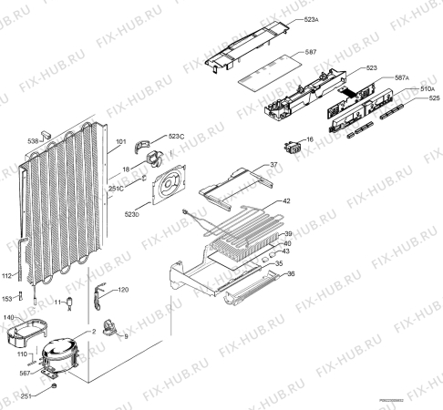 Взрыв-схема холодильника Aeg Electrolux A75270GA - Схема узла Cooling system 017