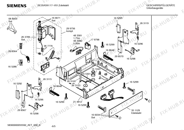 Взрыв-схема посудомоечной машины Siemens SE35A591 - Схема узла 05
