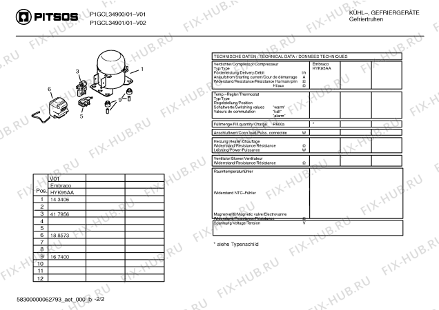 Взрыв-схема холодильника Pitsos P1GCL34900 - Схема узла 02