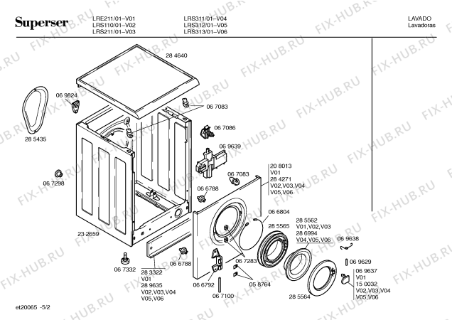 Взрыв-схема стиральной машины Superser LRS211 - Схема узла 02
