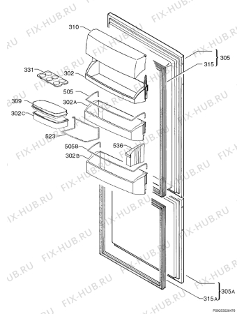 Взрыв-схема холодильника Aeg Electrolux SN81841-4I - Схема узла Door 003
