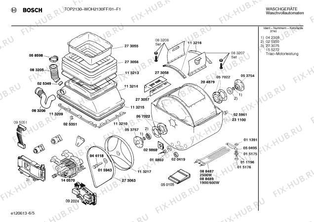 Взрыв-схема стиральной машины Bosch WOH2130FF, TOP2130 - Схема узла 05
