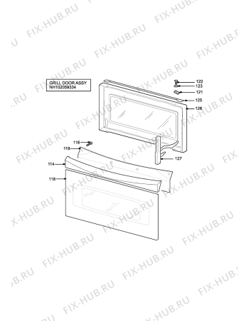 Взрыв-схема плиты (духовки) Parkinson Cowan SG550WN - Схема узла H10 Grill door assy