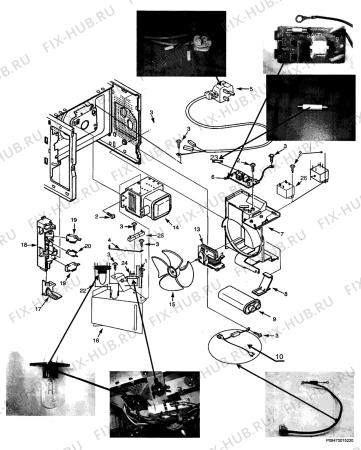 Взрыв-схема микроволновой печи Rex FM195SGW - Схема узла Section 3