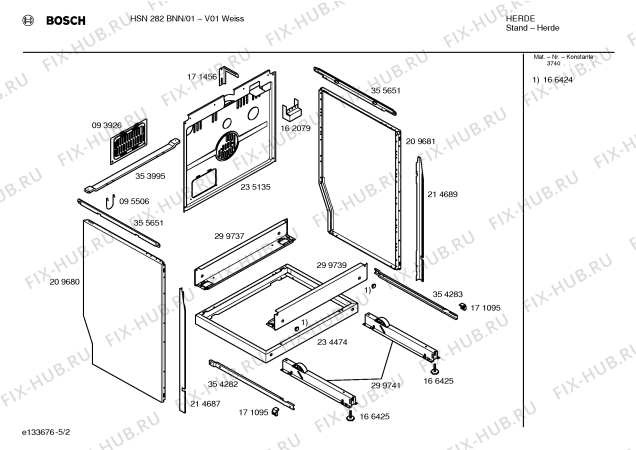 Схема №3 HSN282BNN с изображением Инструкция по эксплуатации для плиты (духовки) Bosch 00527582