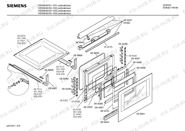 Взрыв-схема плиты (духовки) Siemens HE69040 - Схема узла 04