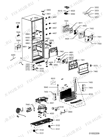 Взрыв-схема холодильника Whirlpool WBS 4335 NFX - Схема узла