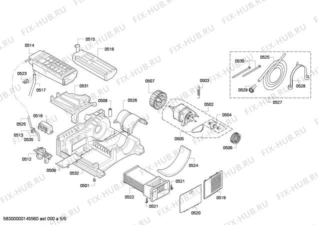 Взрыв-схема сушильной машины Bosch WTE86302AU - Схема узла 05