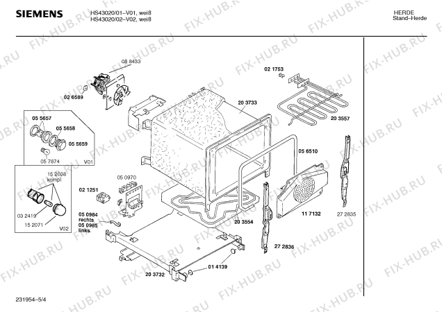 Взрыв-схема плиты (духовки) Siemens HS43020 - Схема узла 04