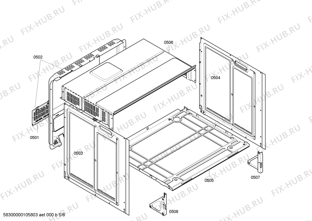 Взрыв-схема плиты (духовки) Bosch HBN360650S - Схема узла 05