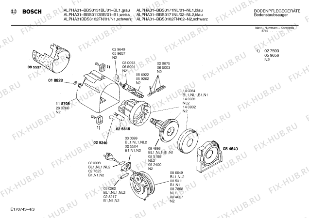Схема №3 BBS3102FF ALPHA 231 с изображением Крышка для мини-пылесоса Bosch 00272064