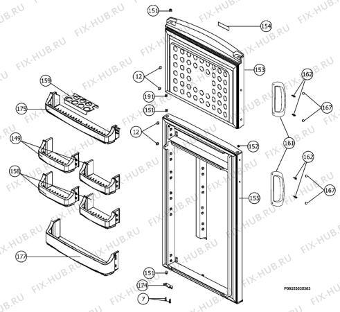 Взрыв-схема холодильника Electrolux ERD32090W - Схема узла Door 003