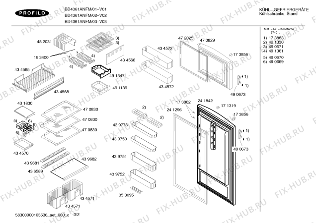 Схема №2 BD4361ANFM с изображением Цокольная панель для холодильника Bosch 00435819