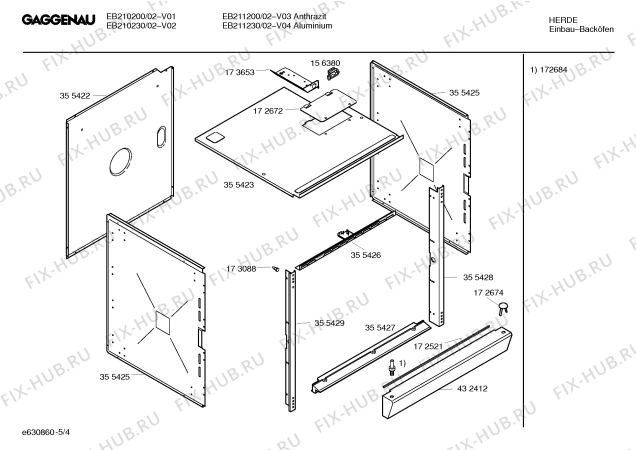 Схема №5 EB211200 с изображением Инструкция по эксплуатации Gaggenau для плиты (духовки) Bosch 00524269