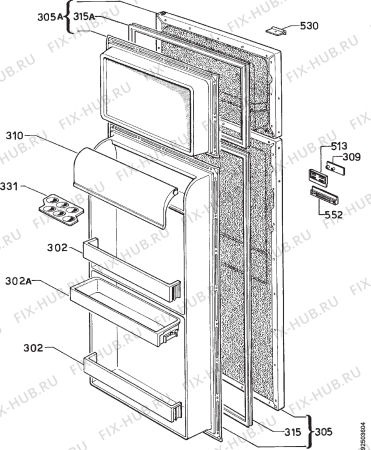 Взрыв-схема холодильника Rex FI230/2BF - Схема узла Door 003