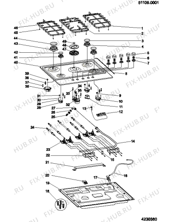 Схема №1 PZ750RIXAG (F068807) с изображением Краник для плиты (духовки) Indesit C00281137
