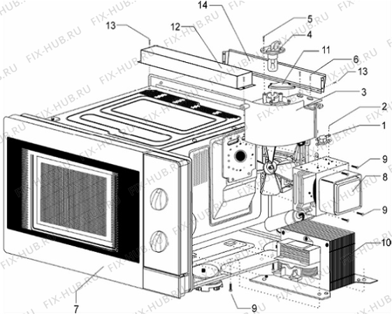 Взрыв-схема микроволновой печи Gorenje MIO1870EM (166659, EM18NB1) - Схема узла 06