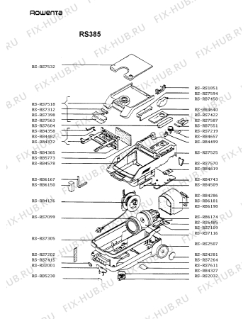Взрыв-схема пылесоса Rowenta RS385 - Схема узла RS385___.BE1