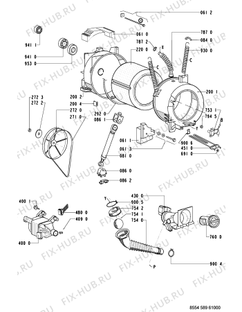 Схема №1 WAL 10986/2 с изображением Шарнир люка для стиралки Whirlpool 481241719023